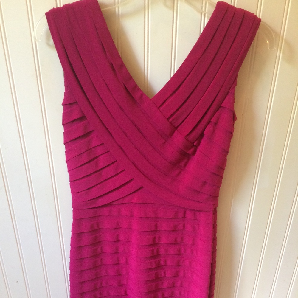 Adrianna Papell Pink Ruffled Mid-Length Dress